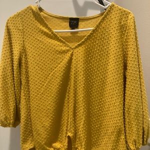 Marigold Swiss Dot Tie Front Top